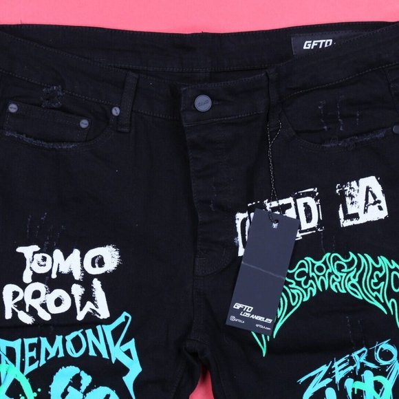 GFTD LOS ANGELES MEN'S SKINNY Distressed Stretch JEANS SED STYLE SIZE 38 - Picture 3 of 6